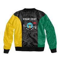 Personalised PNG Hela Province Bomber Jacket Bird of Paradise Tattoo Flag Motif - Polynesian Pride