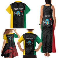 Personalised PNG Hela Province Family Matching Tank Maxi Dress and Hawaiian Shirt Bird of Paradise Tattoo Flag Motif - Polynesian Pride