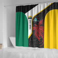 Personalised PNG Hela Province Shower Curtain Bird of Paradise Tattoo Flag Motif - Polynesian Pride