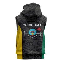 Personalised PNG Hela Province Sleeveless Hoodie Bird of Paradise Tattoo Flag Motif - Polynesian Pride