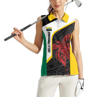 Personalised PNG Hela Province Women Sleeveless Polo Shirt Bird of Paradise Tattoo Flag Motif - Polynesian Pride