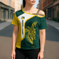 Personalised PNG Jiwaka Province Cross Shoulder Shirt Bird of Paradise Tattoo Flag Motif - Polynesian Pride