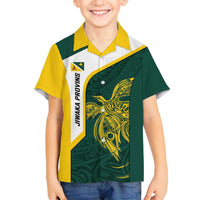 Personalised PNG Jiwaka Province Family Matching Summer Maxi Dress and Hawaiian Shirt Bird of Paradise Tattoo Flag Motif - Polynesian Pride