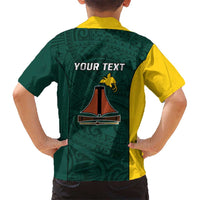 Personalised PNG Jiwaka Province Kid Hawaiian Shirt Bird of Paradise Tattoo Flag Motif - Polynesian Pride