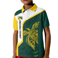 Personalised PNG Jiwaka Province Kid Polo Shirt Bird of Paradise Tattoo Flag Motif - Polynesian Pride