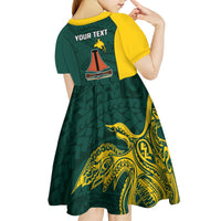 Personalised PNG Jiwaka Province Kid Short Sleeve Dress Bird of Paradise Tattoo Flag Motif - Polynesian Pride