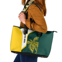 Personalised PNG Jiwaka Province Leather Tote Bag Bird of Paradise Tattoo Flag Motif - Polynesian Pride