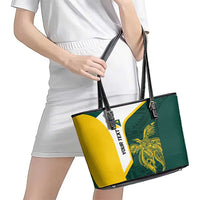 Personalised PNG Jiwaka Province Leather Tote Bag Bird of Paradise Tattoo Flag Motif - Polynesian Pride