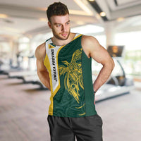 Personalised PNG Jiwaka Province Men Tank Top Bird of Paradise Tattoo Flag Motif LT9 Green - Polynesian Pride
