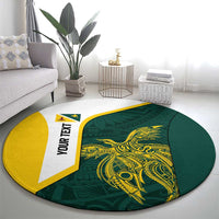 Personalised PNG Jiwaka Province Round Carpet Bird of Paradise Tattoo Flag Motif - Polynesian Pride
