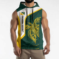 Personalised PNG Jiwaka Province Sleeveless Hoodie Bird of Paradise Tattoo Flag Motif - Polynesian Pride