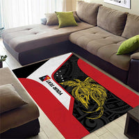 Personalised PNG Sandaun Province Area Rug Bird of Paradise Tattoo Flag Motif - Polynesian Pride