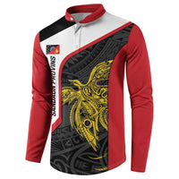 Personalised PNG Sandaun Province Button Sweatshirt Bird of Paradise Tattoo Flag Motif LT9 - Polynesian Pride
