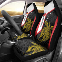 Personalised PNG Sandaun Province Car Seat Cover Bird of Paradise Tattoo Flag Motif - Polynesian Pride