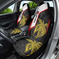 Personalised PNG Sandaun Province Car Seat Cover Bird of Paradise Tattoo Flag Motif - Polynesian Pride