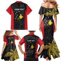 Personalised PNG Sandaun Province Family Matching Mermaid Dress and Hawaiian Shirt Bird of Paradise Tattoo Flag Motif LT9 - Polynesian Pride