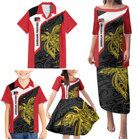 Personalised PNG Sandaun Province Family Matching Puletasi and Hawaiian Shirt Bird of Paradise Tattoo Flag Motif LT9 - Polynesian Pride