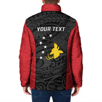 Personalised PNG Sandaun Province Padded Jacket Bird of Paradise Tattoo Flag Motif - Polynesian Pride