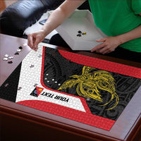 Personalised PNG Sandaun Province Puzzle Bird of Paradise Tattoo Flag Motif - Polynesian Pride