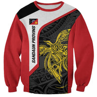 Personalised PNG Sandaun Province Sweatshirt Bird of Paradise Tattoo Flag Motif LT9 Unisex Red - Polynesian Pride