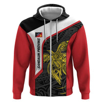 Personalised PNG Sandaun Province Zip Hoodie Bird of Paradise Tattoo Flag Motif - Polynesian Pride