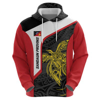 Personalised PNG Sandaun Province Zip Hoodie Bird of Paradise Tattoo Flag Motif - Polynesian Pride