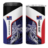 Personalised PNG West New Britain Province 4 in 1 Can Cooler Tumbler Bird of Paradise Tattoo Flag Motif - Polynesian Pride