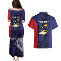Personalised PNG West New Britain Province Couples Matching Puletasi and Hawaiian Shirt Bird of Paradise Tattoo Flag Motif LT9 - Polynesian Pride