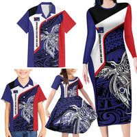 Personalised PNG West New Britain Province Family Matching Long Sleeve Bodycon Dress and Hawaiian Shirt Bird of Paradise Tattoo Flag Motif LT9 - Polynesian Pride