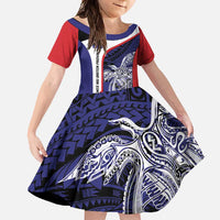 Personalised PNG West New Britain Province Family Matching Off Shoulder Maxi Dress and Hawaiian Shirt Bird of Paradise Tattoo Flag Motif - Polynesian Pride