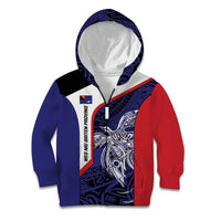 Personalised PNG West New Britain Province Kid Hoodie Bird of Paradise Tattoo Flag Motif - Polynesian Pride