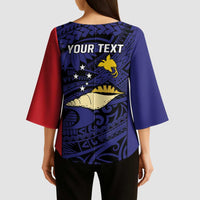 Personalised PNG West New Britain Province Kimono Sleeve Blouse Bird of Paradise Tattoo Flag Motif - Polynesian Pride