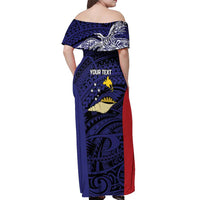 Personalised PNG West New Britain Province Off Shoulder Maxi Dress Bird of Paradise Tattoo Flag Motif - Polynesian Pride