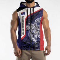 Personalised PNG West New Britain Province Sleeveless Zip Hoodie Bird of Paradise Tattoo Flag Motif - Polynesian Pride