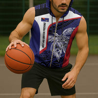 Personalised PNG West New Britain Province Sleeveless Zip Hoodie Bird of Paradise Tattoo Flag Motif - Polynesian Pride