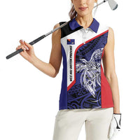 Personalised PNG West New Britain Province Women Sleeveless Polo Shirt Bird of Paradise Tattoo Flag Motif - Polynesian Pride