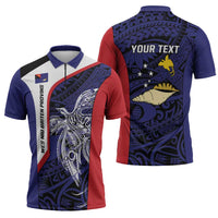 Personalised PNG West New Britain Province Zipper Polo Shirt Bird of Paradise Tattoo Flag Motif - Polynesian Pride