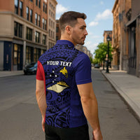 Personalised PNG West New Britain Province Zipper Polo Shirt Bird of Paradise Tattoo Flag Motif - Polynesian Pride