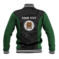 Personalised PNG Western Highlands Province Baseball Jacket Bird of Paradise Tattoo Flag Motif LT9 - Polynesian Pride