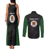 Personalised PNG Western Highlands Province Couples Matching Tank Maxi Dress and Long Sleeve Button Shirt Bird of Paradise Tattoo Flag Motif LT9 - Polynesian Pride