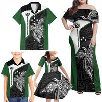 Personalised PNG Western Highlands Province Family Matching Off Shoulder Maxi Dress and Hawaiian Shirt Bird of Paradise Tattoo Flag Motif LT9 - Polynesian Pride