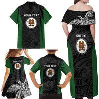Personalised PNG Western Highlands Province Family Matching Off Shoulder Maxi Dress and Hawaiian Shirt Bird of Paradise Tattoo Flag Motif LT9 - Polynesian Pride