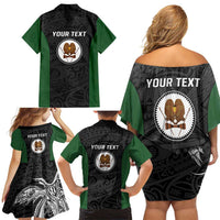 Personalised PNG Western Highlands Province Family Matching Off Shoulder Short Dress and Hawaiian Shirt Bird of Paradise Tattoo Flag Motif LT9 - Polynesian Pride