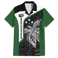 Personalised PNG Western Highlands Province Family Matching Short Sleeve Bodycon Dress and Hawaiian Shirt Bird of Paradise Tattoo Flag Motif LT9 Dad's Shirt - Short Sleeve Green - Polynesian Pride