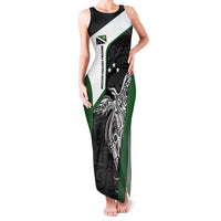 Personalised PNG Western Highlands Province Family Matching Tank Maxi Dress and Hawaiian Shirt Bird of Paradise Tattoo Flag Motif LT9 Mom's Dress Green - Polynesian Pride