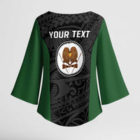 Personalised PNG Western Highlands Province Kimono Sleeve Blouse Bird of Paradise Tattoo Flag Motif - Polynesian Pride