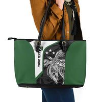 Personalised PNG Western Highlands Province Leather Tote Bag Bird of Paradise Tattoo Flag Motif - Polynesian Pride