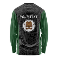 Personalised PNG Western Highlands Province Long Sleeve Shirt Bird of Paradise Tattoo Flag Motif LT9 - Polynesian Pride