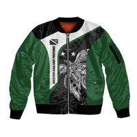 Personalised PNG Western Highlands Province Sleeve Zip Bomber Jacket Bird of Paradise Tattoo Flag Motif - Polynesian Pride