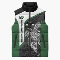 Personalised PNG Western Highlands Province Sleeveless Puffer Jacket Bird of Paradise Tattoo Flag Motif - Polynesian Pride